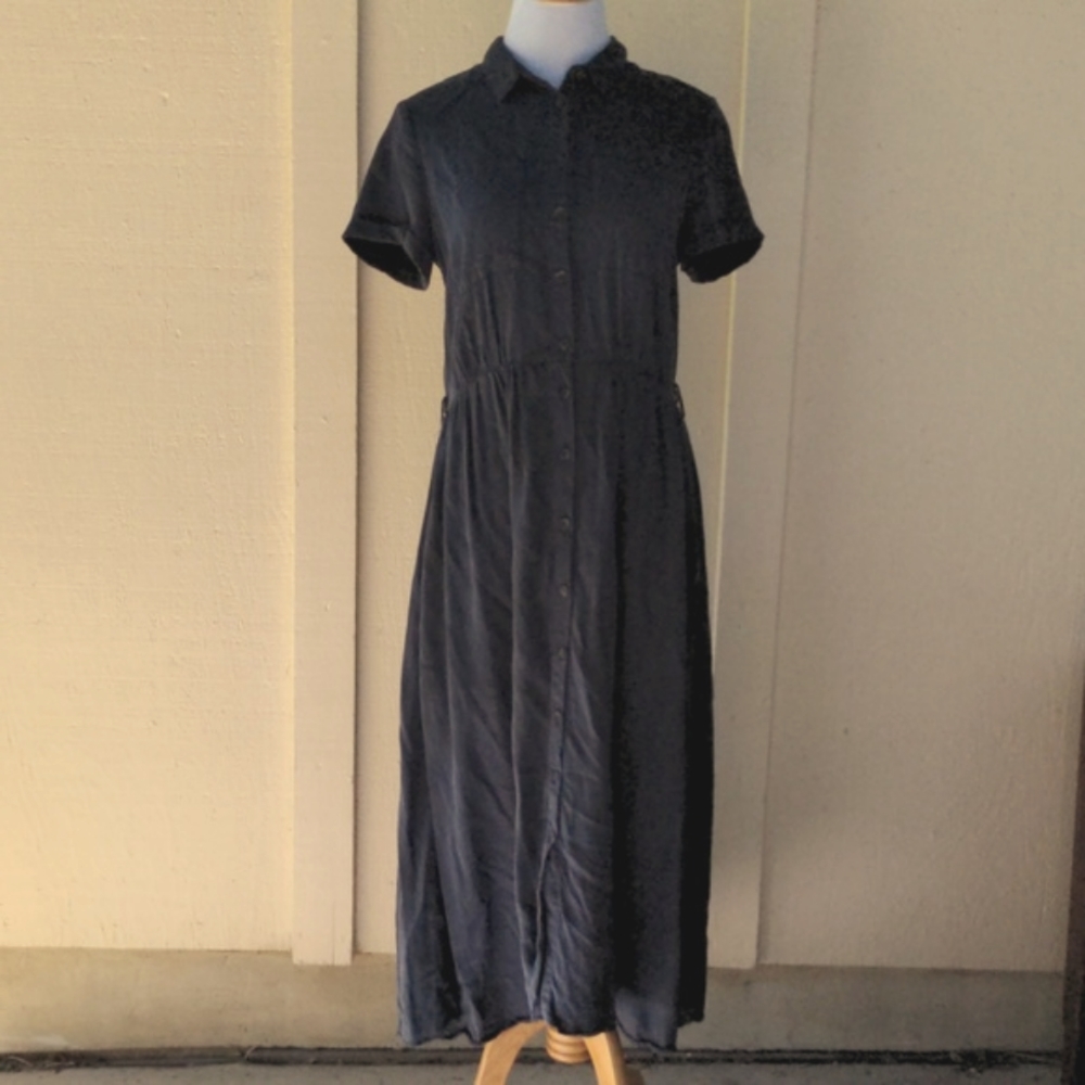 Monoprix femme French Dark Navy Blue Midi Shirtdress